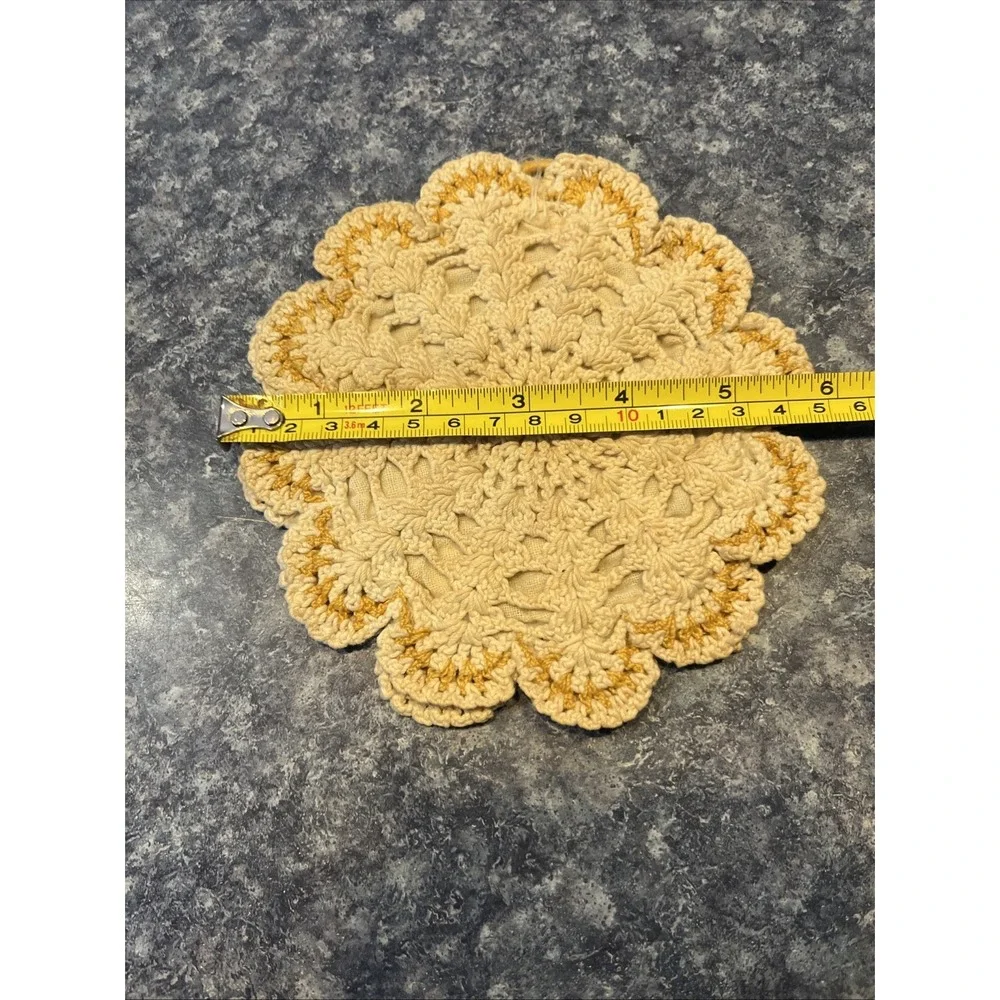 Lot of 2 crochet handmade vintage potholders hot pads pot holders